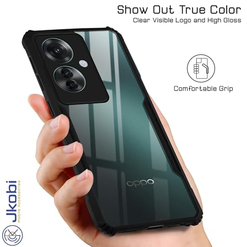Image of Jkobi Back Case Cover for Oppo Reno11 F 5G | Oppo Reno 11F 5G (Shockproof with Polycarbonate Clear Panel | Professional Black)