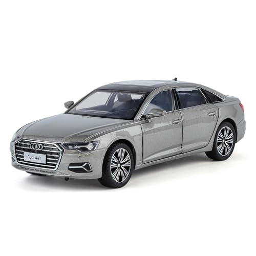 Haochi 1:24 Officially Licensed Audi A6L Alloy Diecast Model Car - Opening Doors, Lights & Sounds with Horn, Pull Back Action, Shock Absorption, Steering & Foldable Side Mirrors (Golden)