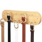 Belt Hanger for Closet, Holds Over 28 Belts, Wooden Belt Organizer Rack with 360° Swivel Hook, Belt
