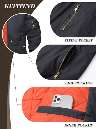 KEFITEVD Men's Jacket Casual Windproof Bomber Jackets Full Zip Windbreaker Warm Winter Padded Coats4