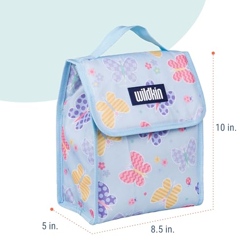 Image of Wildkin Kids Insulated Lunch Bag - Keeps Food Hot or Cold, Easy-Clean Lining and BPA-free for Boys & Girls, Ideal for School, Travel & Daycare - Butterfly Garden