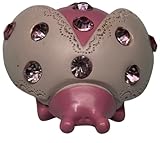 10 PZ COCCINELLA RESINA STRASS ROSA 5x4xH.2,5 CM BOMBONIERA SEGNAPOSTO IDEA REGALO