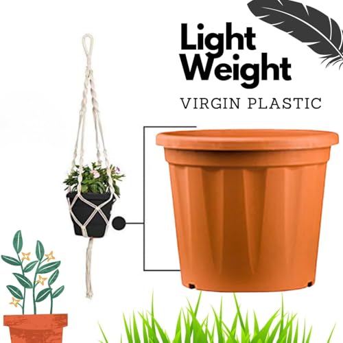 Image of 12 Inch Heavy Duty Plastic Planter | Grower Pot /Garden Pot for Home & Garden (Terracotta) (Pack of 1)
