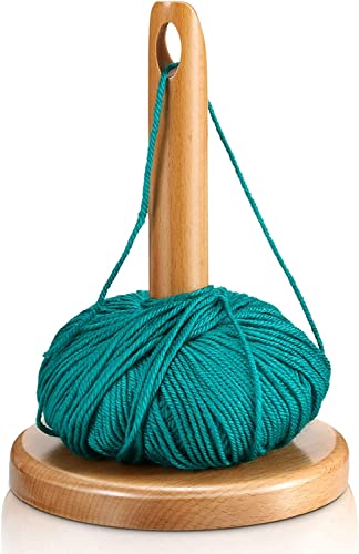 AnNafi® Wood Yarn Holder for Knitting Crochet Classic Wooden Yarn & Thread Holder Wooden Frame with Hole Knitting Embroidery Accessory Gift Craft & Sewing Supplies Yarn Organising Tool for Granny
