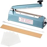 Impulse Bag Sealer Manual Bag Heat Sealer Sealing Machine with 100 Pieces 4 x 6 Inch Shrink Wrap Bag and Replacement Kit for Soap, Candles, Jars, Homemade DIY Projects (8 Inch)