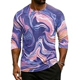 Men’s Fashion Casual Loose Pullover Tops Printed 3/4 Sleeve Blouses 3 Button Crew Neck Comfortable Henley Shirts