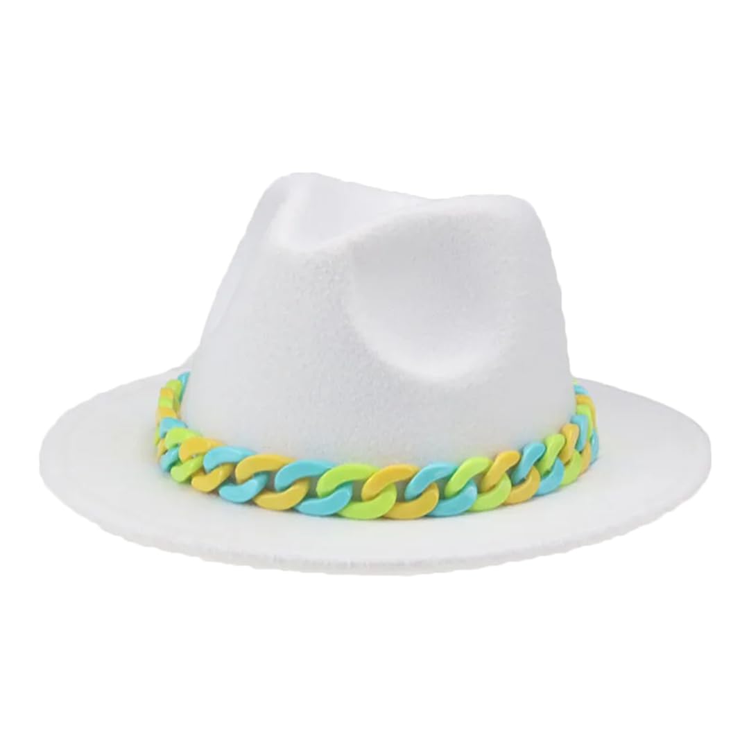 Czapki dla kobiet dzieci chłopcy dziewczęta Panama jednolity łańcuszek kapelusz fedora czapki dziecięce Sombreros biały 52-54 cm (dzieci), biały, S
