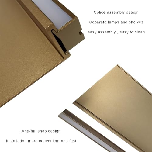 Étagère de rangement murale à LED en aluminium noir, support robuste 70cm - 6