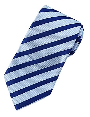 Towergem Extra Long Tie Blue Striped Men's Woven Handmade Necktie 63"
