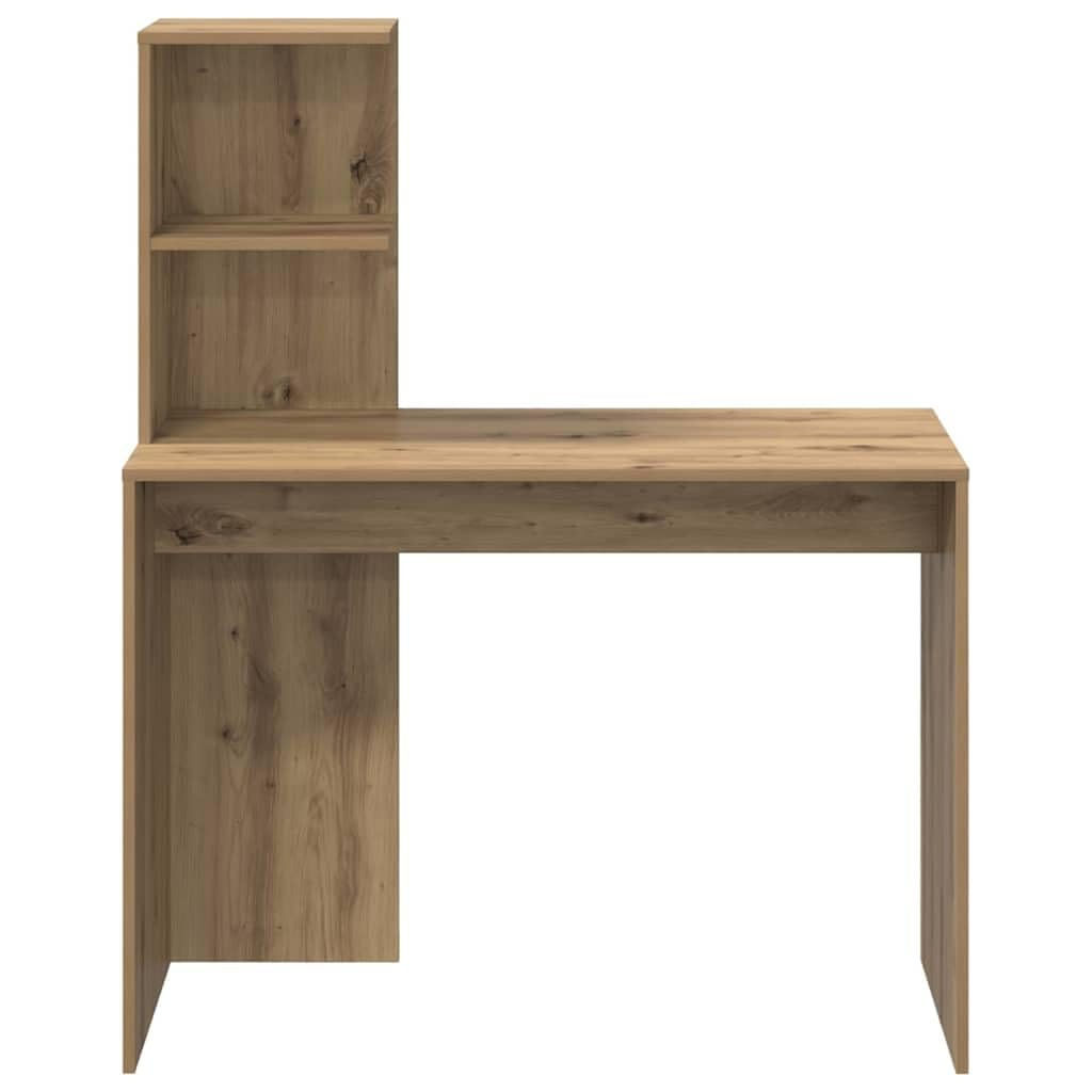 Scrivania in legno di rovere Artisan, 102 x 50 x 124 cm, con ripiano, moderno tavolo da ufficio per casa e studenti, autoportante, compatto