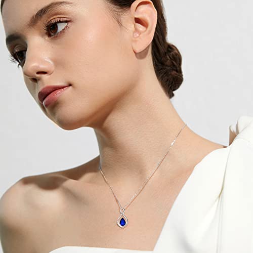 Aeneas Sapphire Necklace Sterling Silver September Birthstone Necklace Infinity Sapphire Pendant Jewelry Birthday Gifts For Women #TOP2