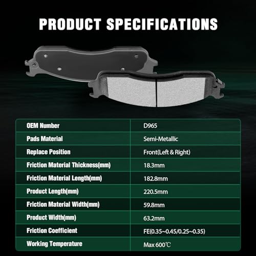 Image of AUTOMUTO 8PC Front & Rear Semi-Metallic Disc Brake Pads Set D702 D965 For Dodge Ram 1500 2006-2008,For Dodge Ram 2500 2003-2008,For Dodge Ram 3500 2003-2008