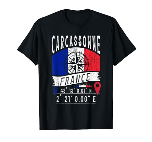Photo de Carcassonne France Drapeau coordonnées GPS Carcassonne T-Shirt