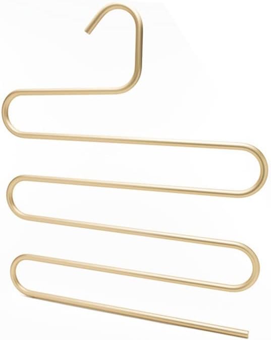 S Shape Pants Racks 5 Layers Clothes Hangers Aluminum Alloy Storage Multilayer Trousers Organizer Hanger(D)