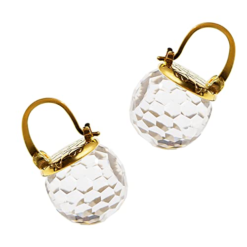 Image of Crystal Earrings for Women, Sparkly Austrian Crystal Disco Ball Earrings, 18K Gold Plated Post Drop Earrings with Colorful Spheres, Hypoallergenic & Lightweight, Ideal Gift for Her