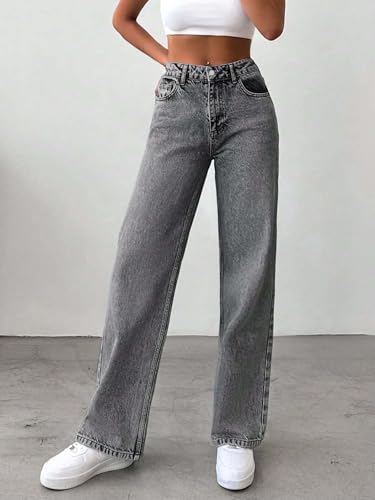 Image of KOTTY Women's High-Waist Button Relaxed Fit Casual Ankle Length Stylish Jeans