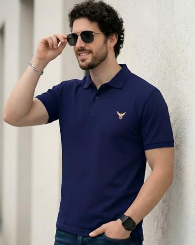 Image of AUSK Men's Half Sleeve Regular Tshirt Colorblock Polo Neck Black