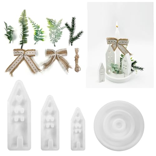 SNAIL GARDEN 4 Stück Haus Kerzenhalter Gießform Set