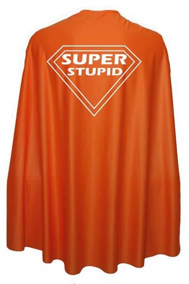 The Dragons Den Adults 35" Length Super Stupid Superhero Cape Funny Insult Stag Hen Party Joke Fancy Dress [Orange]