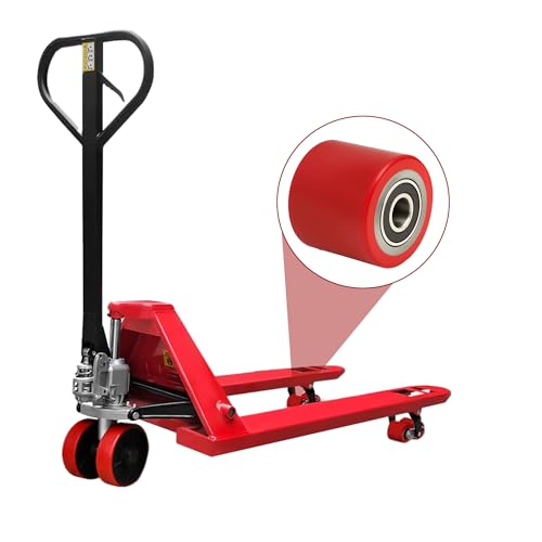 YAGEANNL Hubwagen Rollen 80 x 70 mm Laufrollen mit Kugellager PU-Rollen für Hubwagen Ersatzrollen (4, Rot)