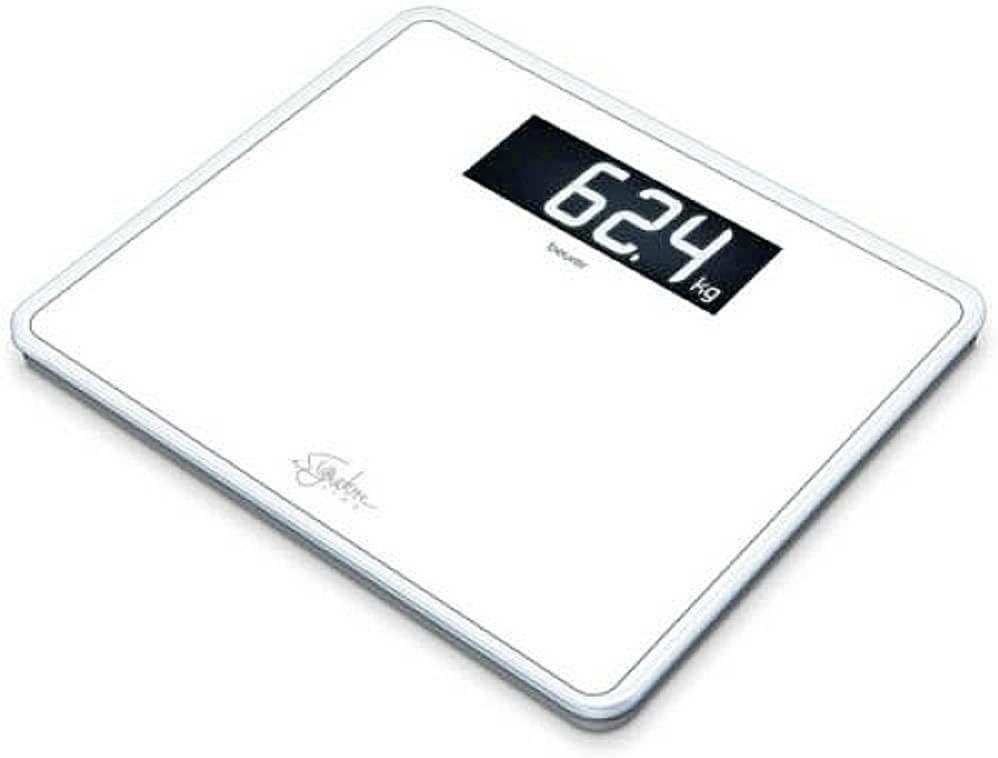 GS400 Signature Line Glass Bathroom Scale - White Larger standing area Made from safety glass for a robust and stylish finish XL digital display 200kg weight capacity
