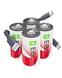EBL Rechargeable C Batteries 7500mWh 1.5V Lithium USB-C Cable 1600+ Cycles Fast Charging for Cameras, Flashlights Toys Emergency Lights (4 Pack)