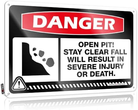 Metal Sign Danger Open Pit Stay Clear, Cars Bedroom Decor for Bathroom image 5