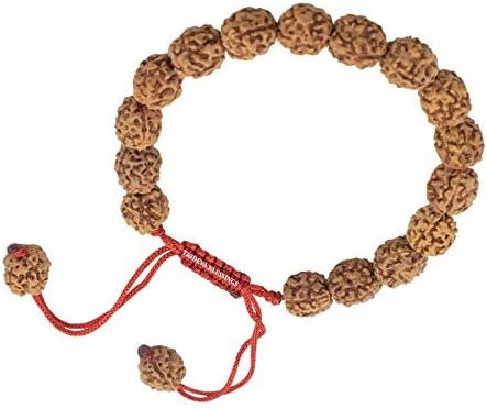 GenericTridev Blessings 4 Mukhi Wood Rudraksha Bracelet/Four Face Rudraksha Bracelet - 18 Beads For Unisex Adult (10Mm, Brown)