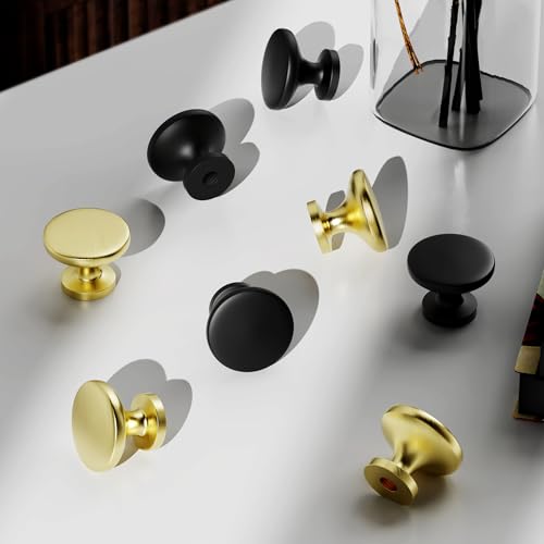 Image of Kitchen Cabinet Knobs 8 Pack Dresser Knob Matte Black Cabinets Handles Pulls,Closet Drawer Drawers Cupboard Round Hardware, Mushroom Style Bathroom Bedroom Pull Single-Hole Knobs