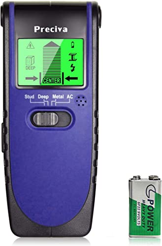 Stud Finder, Preciva Wall Scanner Sensor -4 in 1 Multifunctional Wall Detector with Digital LCD Display and Sounding Warning for Studs, Wood, Metal, and AC Wires Detection(9V Battery Included).
