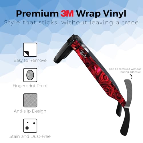 Glasses Skin Compatible with Ray-Ban Meta Wayfarer (Gen 1 or 2) - Too Many Roses - Premium 3M Vinyl Protective Wrap Decal Cover - Easy to Apply | Crafted in the USA by MightySkins by Vision Signs & Graphics - Used condition - Image 3