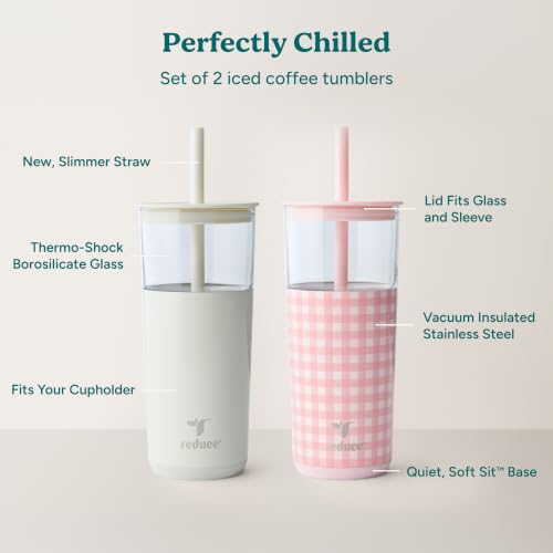 Image of REDUCE Aspen - 20oz Vacuum Insulated Glass Tumbler - Extra Wide Straw & Lid