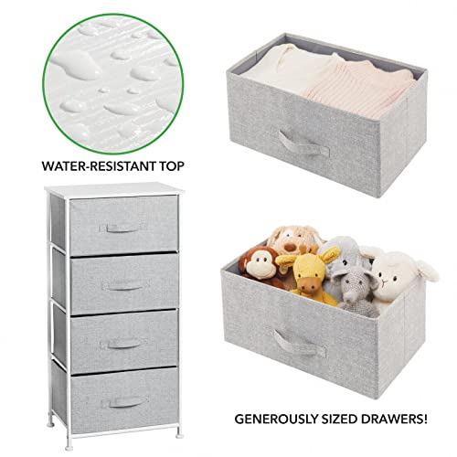 Mdesign Tall Dresser Storage Tower Stand With 4 Removable Fabric Drawers - Steel Frame, Wood Top Organizer For Bedroom, Entryway, Closet - Lido Collection - Gray #TOP4
