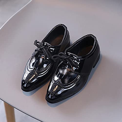 Children Sandals Summer And Autumn Fashion Boys Casual Leather Shoes Solid Color Lace Up Pointed Lace (Grey, 7-8 Years)4