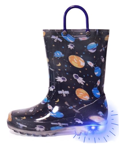 Image of Outee Toddler Kids Adorable Lightwight Waterproof Rain Boots Light Up by Steps