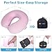 SAIREIDER Travel Neck Pillow 100% Memory Foam, Airplane Rest Prevents Head from Falling Forward, Plane Accessories with Storage Bag, Sleep Mask and Earplugs (Pink)