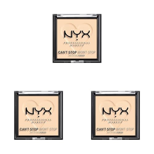 NYX Professional Makeup Can't Stop Won't Stop Mattifying Powder, Matte Finish, Farbton: Fair (Packung mit 3)