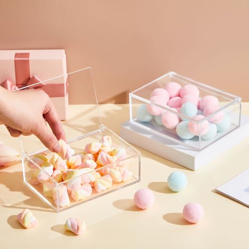 Image of Juexica 12 Pcs Clear Acrylic Boxes with Lid,Flip Style,5.5 x 3.94 x 1.97 | Clear Plastic Boxes with Lids for Organizing and Displaying Jewelry, Candy, Crystals, Crafts, Party Favors and Collectibles