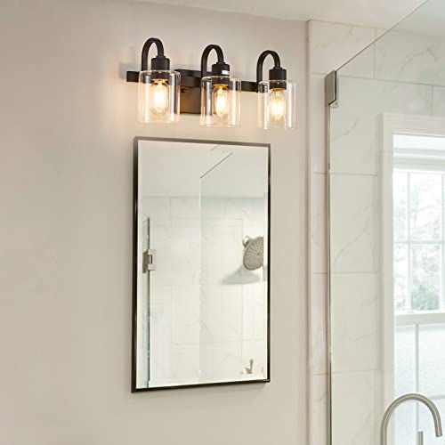 Eatich Bathroom Light Fixtures, 3 Light Black Vanity Light, Bathroom Lights Over Mirror With Clear Glass Shade, Matte Black Vanity Lights For Bathroom #TOP7