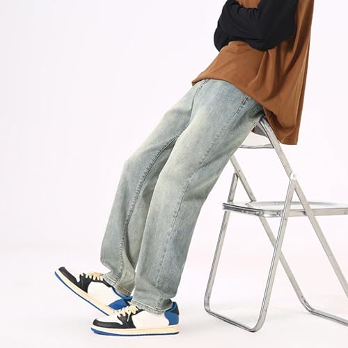 Men's Denim Pants Straight Leg Regular Fit Jeans Long Trousers Casual Loose Fit Jean Pants3