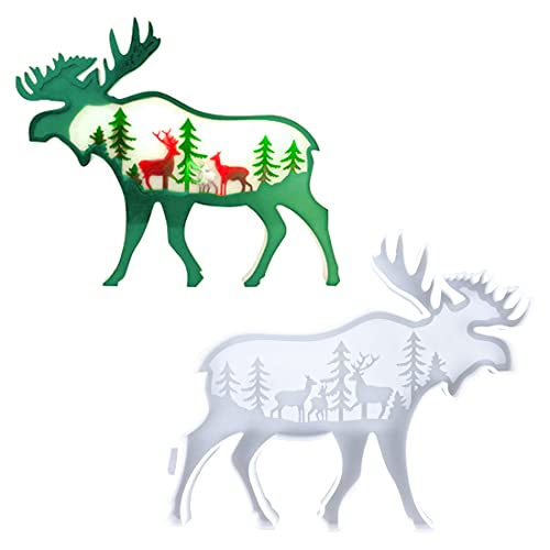Voyyphixa Large Deer Resin Mold, Forest Animal Resin Molds Silicone, Animal Coaster Mold for Epoxy Resin Casting, Cup Mat, Table Decor, Wall Hanging Art