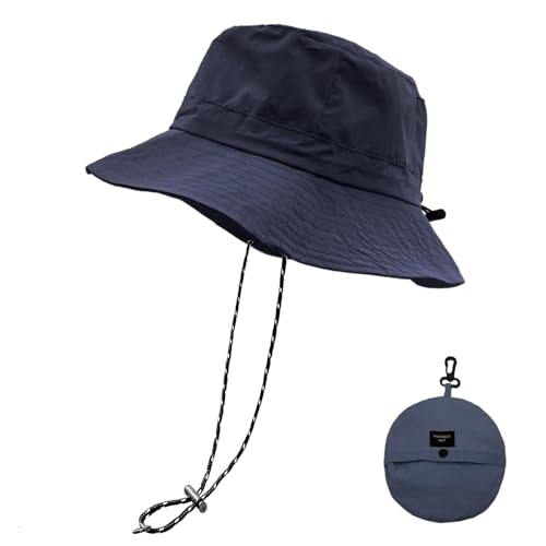 lifwimner Plegable Sombrero de Pescador Mujer Hombre Impermeable Sombrero de Sol Verano Playa Gorra Unisex (Marina)