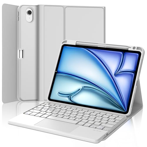 Teclado para iPad Air 11 M4 funda con teclado bluetooth español gris