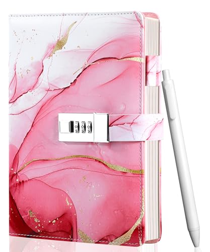 Image of CAGIE Diary with Lock for Girls, A5 Password Refillable Lined Journal Kit Locked Diary, Cute Stuff Christmas Birthday Gifts for Girls 6 7 8 9 10 11 12 13 14 Year Old Girl Toys, Teen Girl Gifts, Pink