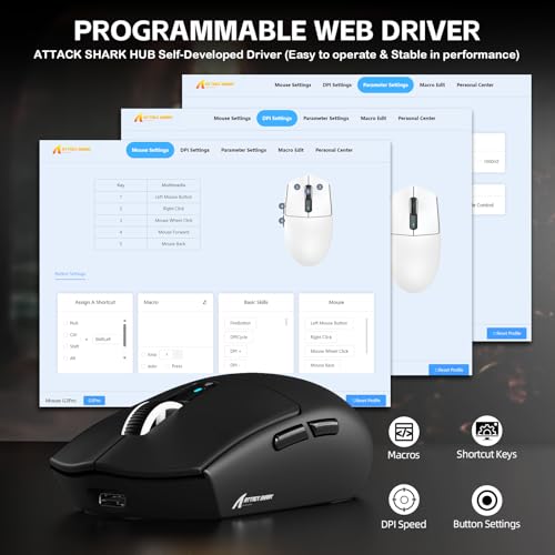 Image of ATTACK SHARK G3 PRO Tri-Mode Wireless Gaming Mouse with RGB Charging Dock | Lightweight 59g Adjustable 25000 DPI PAW3311 Sensor 5 Programmable Buttons 500mAh 2.4Ghz /BT /USB-C Wired Mice for PC /Mac-Black