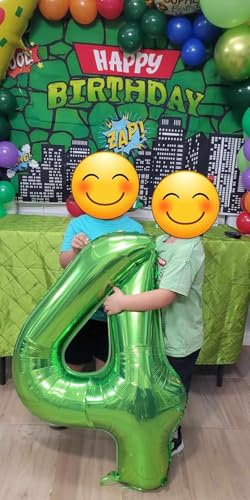 Image of 4 Balloon Numbers, 40In Green Balloons for Party Birthday Decorations | Eye-catching Appearance, Perfect Decorative Centerpieces, Convenient Self-sealing Structure, Widely for Various Occasions