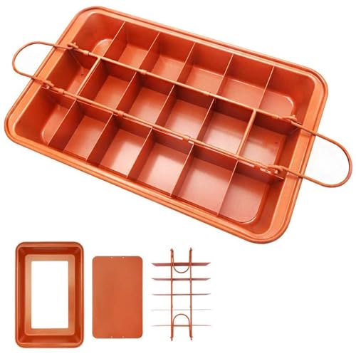 Comparison: Best Pan For Fudge 9 Brownie Pan, Non Stick Brownie Pans With Dividers, 18 Pre-slice Brownie Baking Tray, High Carbon Steel Bakeware for Oven Baking, Size 12 X 8 X 2 Inches
