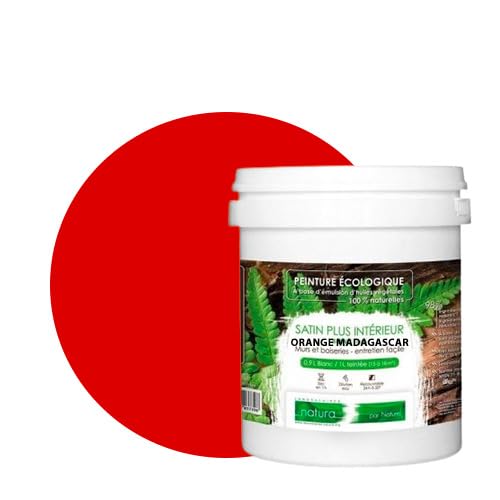 BOX DECO COULEURS Natura ökologische Wandfarbe Natura Satin-Optik 1 Liter / 13 m² Madagaskar Orange