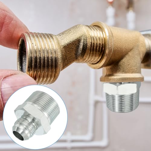 Image of PATIKIL Pipe Adapter Connector 1-1 /16 inch Male 74 Flare JIC x 1-1 /4 inch Male R Pipe Fitting Oil Feed Restrictor Fitting Hydraulic Connector for Oil Steam Water Pipelines System