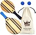 Frescobol Paddle Ball Set (Beach Stripes) - Comes with 2 Paddles, 2 Balls & Canvas Drawstring Bag